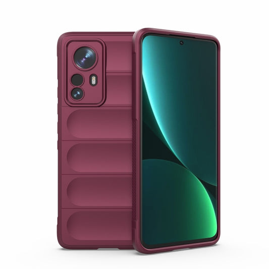 For Xiaomi 12 Pro Magic Shield TPU + Flannel Phone Case(Wine Red) - Xiaomi Cases by buy2fix | Online Shopping UK | buy2fix