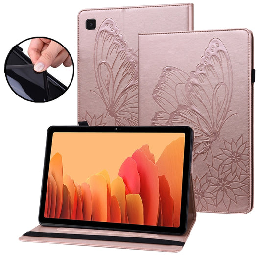 For Samsung Galaxy Tab A7 T500 Big Butterfly Embossed Leather Tablet Case(Rose Gold) - Other Galaxy Tab PC by buy2fix | Online Shopping UK | buy2fix