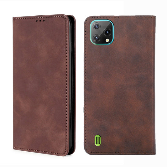 For Blackview A55 Pro Skin Feel Magnetic Horizontal Flip Leather Phone Case(Dark Brown) - More Brand by buy2fix | Online Shopping UK | buy2fix