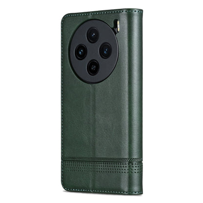 For vivo X100 AZNS Magnetic Calf Texture Leather Phone Case(Dark Green) - X100 Cases by AZNS | Online Shopping UK | buy2fix