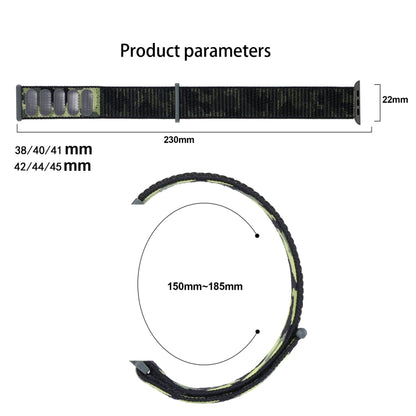 Nylon Loop Watch Band For  Apple Watch Ultra 49mm&Watch Ultra 2 49mm / Series 9&8&7 45mm / SE 3&SE 2&6&SE&5&4 44mm / 3&2&1 42mm(Army Green Camouflage) - Watch Bands by buy2fix | Online Shopping UK | buy2fix