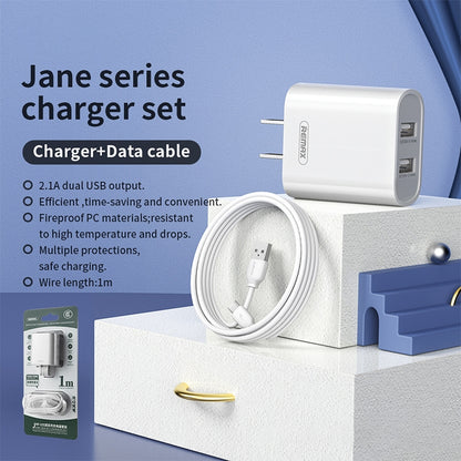 REMAX RP-U35 Jane Series 2.1A Dual USB Port Fast Charger Set, Cable:Micro USB(CN Plug) - USB Charger by REMAX | Online Shopping UK | buy2fix