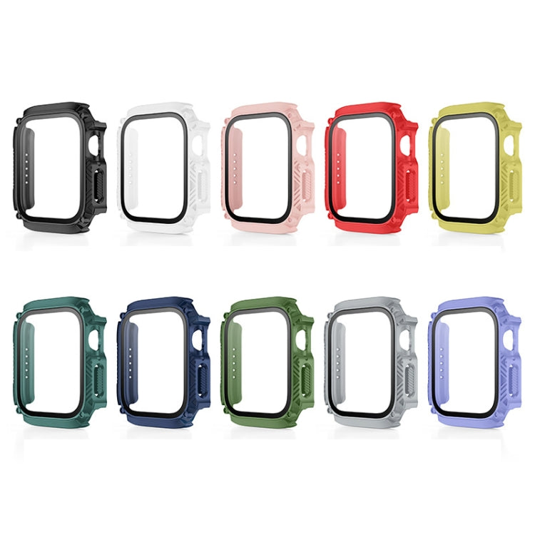 Screen Tempered Glass Film Armor Waterproof Watch Case For Apple Watch Series 8&7 45mm(Grey) - Watch Cases by buy2fix | Online Shopping UK | buy2fix