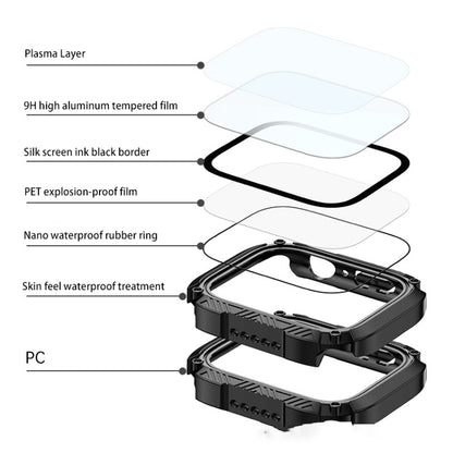 Screen Tempered Glass Film Armor Waterproof Watch Case For Apple Watch Series 8&7 41mm(Red) - Watch Cases by buy2fix | Online Shopping UK | buy2fix