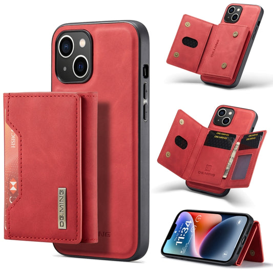 For iPhone 14 DG.MING M2 Series 3-Fold Card Bag Leather Case(Red) - iPhone 14 Cases by DG.MING | Online Shopping UK | buy2fix