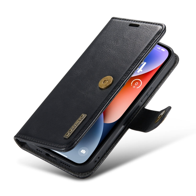 For iPhone 14 DG.MING Crazy Horse Texture Detachable Magnetic Leather Case(Black) - iPhone 14 Cases by DG.MING | Online Shopping UK | buy2fix