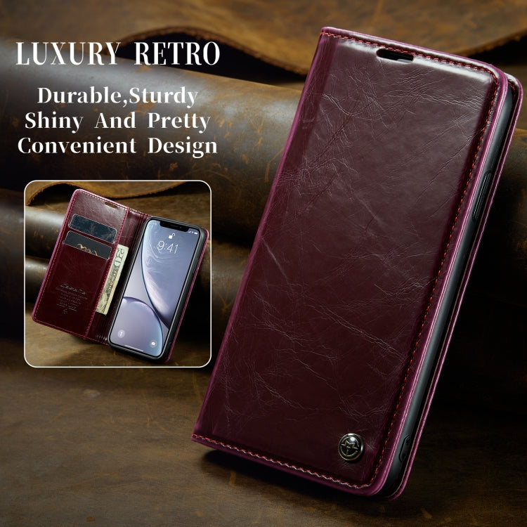 For iPhone XR CaseMe 003 Crazy Horse Texture Leather Phone Case(Wine Red) - More iPhone Cases by CaseMe | Online Shopping UK | buy2fix