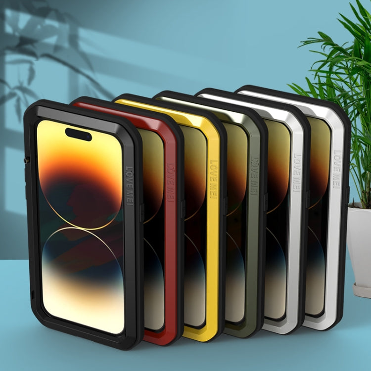 For iPhone 14 Pro LOVE MEI Metal Shockproof Life Waterproof Dustproof Phone Case(Red) - iPhone 14 Pro Cases by LOVE MEI | Online Shopping UK | buy2fix