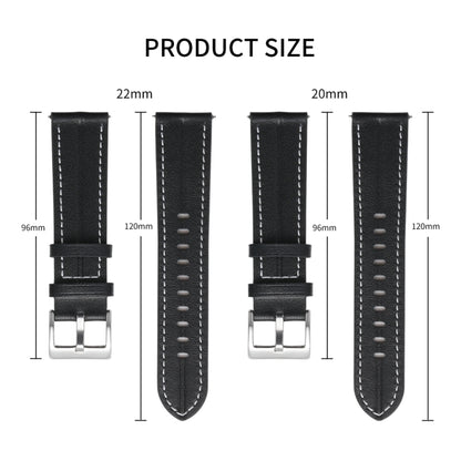20mm Unusual Fluted Leather Watch Band(Black) - 20mm Bands by buy2fix | Online Shopping UK | buy2fix