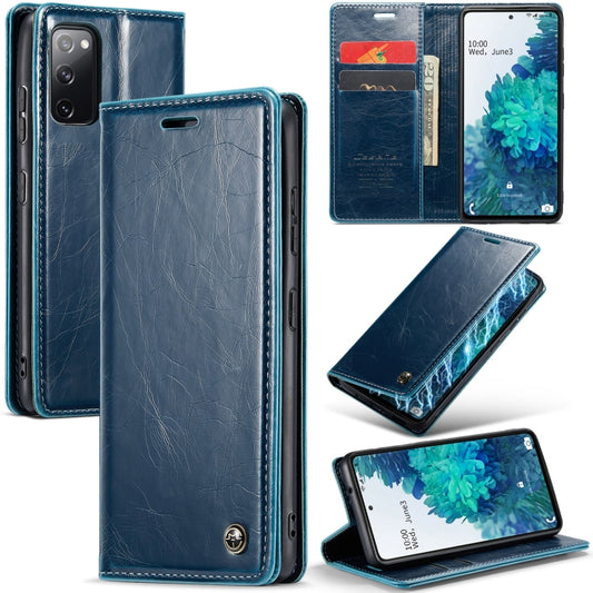 For Samsung Galaxy S20 FE CaseMe 003 Crazy Horse Texture Leather Phone Case(Blue) - Galaxy Phone Cases by CaseMe | Online Shopping UK | buy2fix