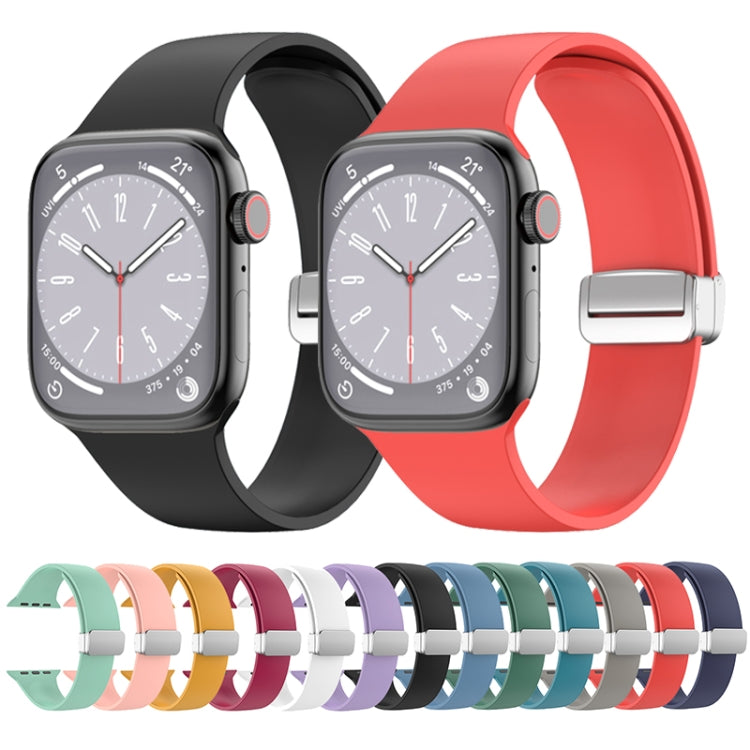 Folding Buckle Silicone Watch Band For Apple Watch Series 8&7 45mm / SE 2&6&SE&5&4 44mm / 3&2&1 42mm(White) - Watch Bands by buy2fix | Online Shopping UK | buy2fix