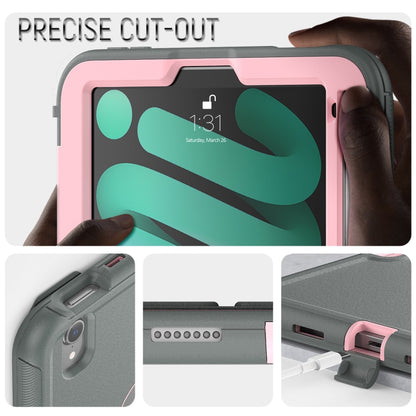 For iPad mini 6 3-Fold Amor Shockproof Smart Tablet Case(Grey Pink) - iPad mini 6 Cases by buy2fix | Online Shopping UK | buy2fix