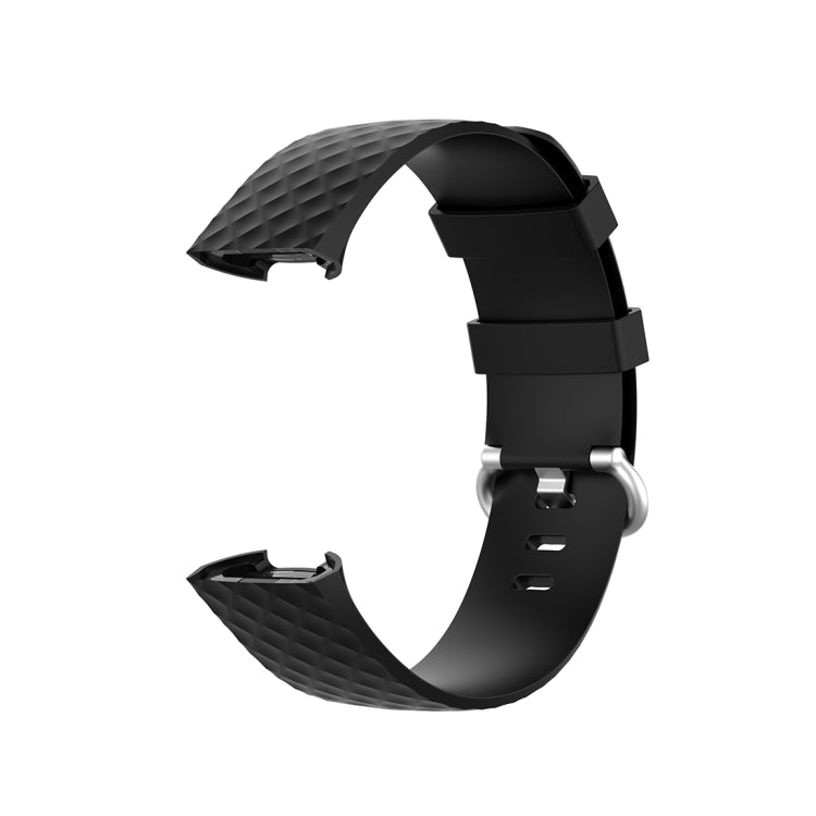 18mm Silver Color Buckle TPU Wrist Strap Watch Band for Fitbit Charge 4 / Charge 3 / Charge 3 SE, Size: S(Black) - Watch Bands by buy2fix | Online Shopping UK | buy2fix