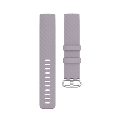 18mm Silver Color Buckle TPU Wrist Strap Watch Band for Fitbit Charge 4 / Charge 3 / Charge 3 SE, Size: S(Light Purple) - Watch Bands by buy2fix | Online Shopping UK | buy2fix