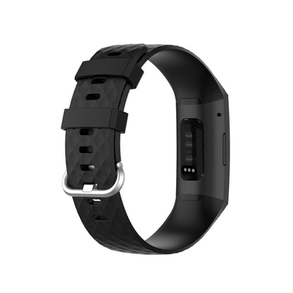 18mm Silver Color Buckle TPU Wrist Strap Watch Band for Fitbit Charge 4 / Charge 3 / Charge 3 SE, Size: L(Black) - Watch Bands by buy2fix | Online Shopping UK | buy2fix