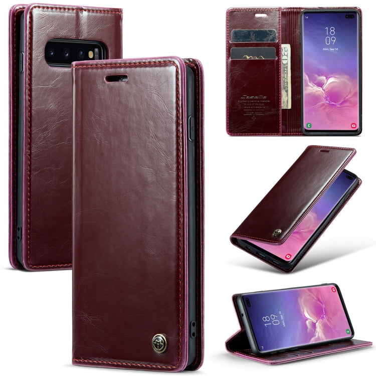 For Samsung Galaxy S10+ CaseMe 003 Crazy Horse Texture Leather Phone Case(Wine Red) - Galaxy Phone Cases by CaseMe | Online Shopping UK | buy2fix