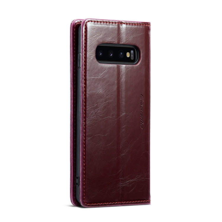 For Samsung Galaxy S10+ CaseMe 003 Crazy Horse Texture Leather Phone Case(Wine Red) - Galaxy Phone Cases by CaseMe | Online Shopping UK | buy2fix