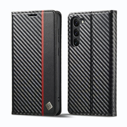 For Samsung Galaxy S23 5G LC.IMEEKE Carbon Fiber PU + TPU Horizontal Flip Leather Phone Case(Vertical Black) - Galaxy S23 5G Cases by LC.IMEEKE | Online Shopping UK | buy2fix