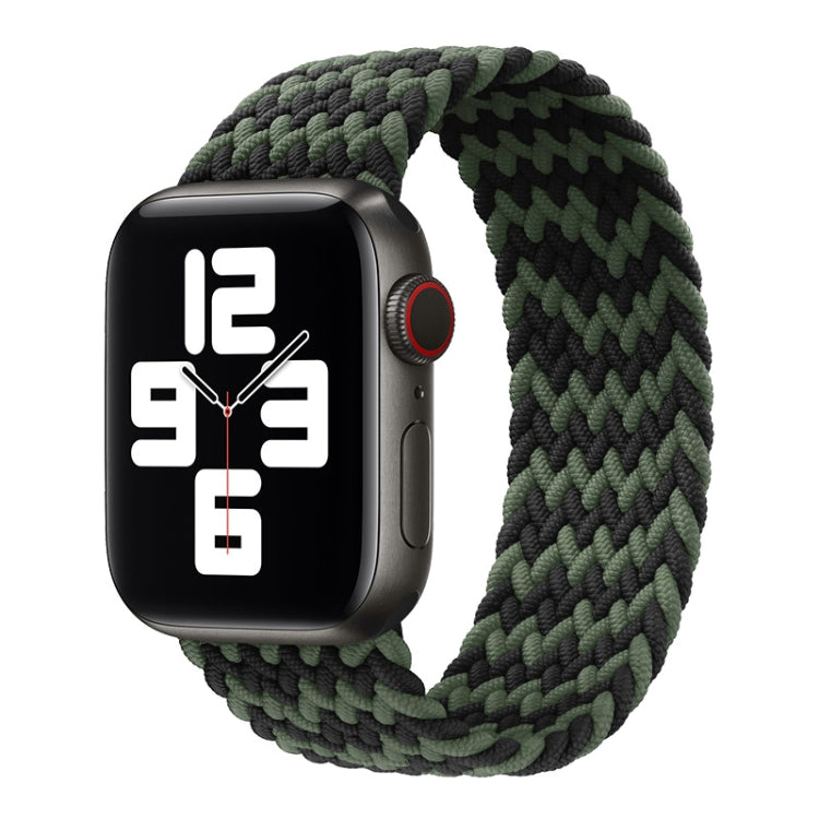 Nylon Single-turn Braided Watch Band For Apple Watch Ultra 49mm&Watch Ultra 2 49mm / Series 9&8&7 45mm / SE 3&SE 2&6&SE&5&4 44mm / 3&2&1 42mm, Length:135mm(W Black Green) - Watch Bands by buy2fix | Online Shopping UK | buy2fix