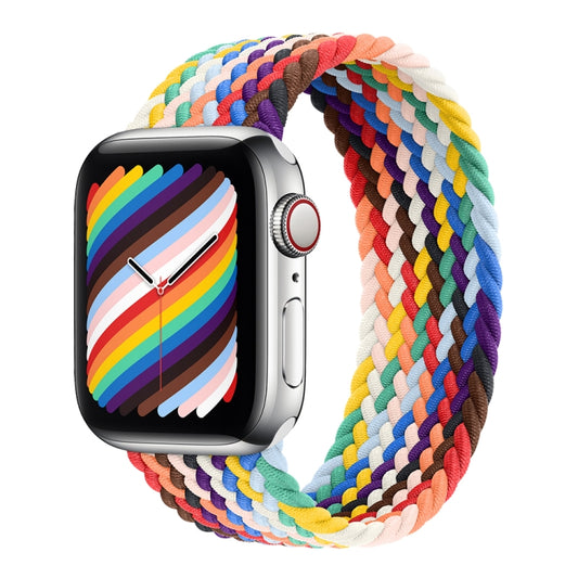 Nylon Single-turn Braided Watch Band For Apple Watch Ultra 49mm / Series 8&7 45mm / SE 2&6&SE&5&4 44mm / 3&2&1 42mm, Length:135mm(Rainbow) - Watch Bands by buy2fix | Online Shopping UK | buy2fix