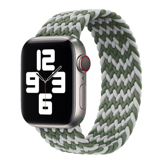 Nylon Single-turn Braided Watch Band For Apple Watch Ultra 49mm&Watch Ultra 2 49mm / Series 9&8&7 45mm / SE 3&SE 2&6&SE&5&4 44mm / 3&2&1 42mm, Length:155mm(W Green Grey) - Watch Bands by HAWEEL | Online Shopping UK | buy2fix