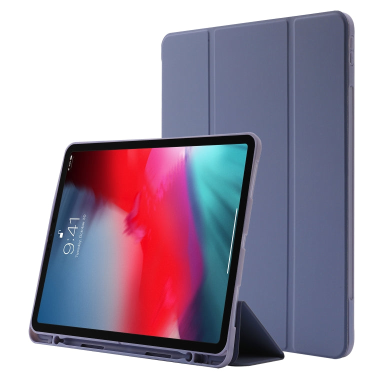 Skin Feel Pen Holder Tri-fold Tablet Leather Case For iPad Air 13 2024 / iPad Pro 12.9 2022 / 2021 / 2020 / 2018(Lavender) - iPad Pro 12.9 (2022/2021) Cases by buy2fix | Online Shopping UK | buy2fix
