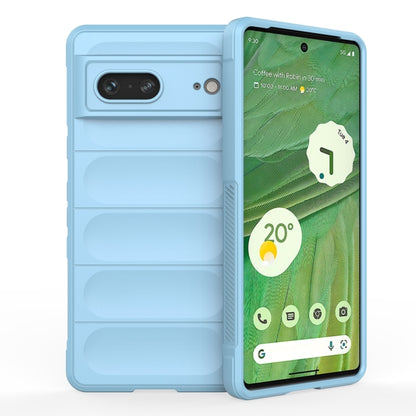 For Google Pixel 7 Magic Shield TPU + Flannel Phone Case(Light Blue) - Google Cases by buy2fix | Online Shopping UK | buy2fix