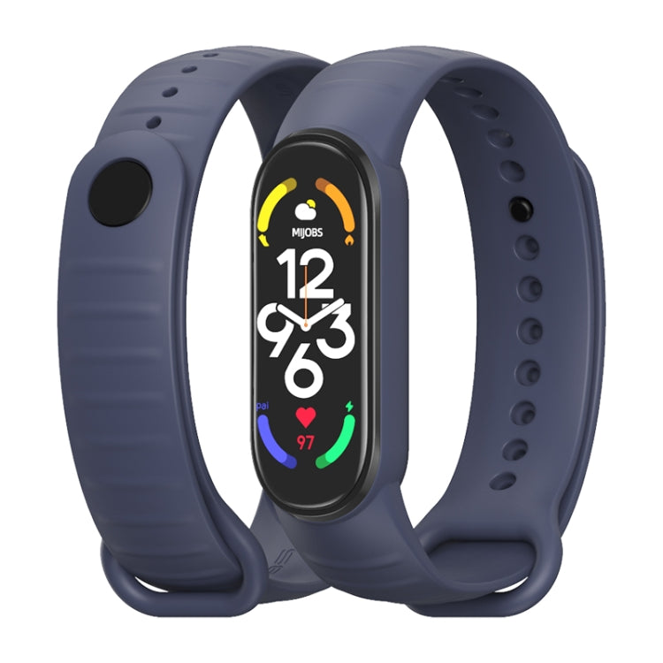 For Xiaomi Mi Band 7 / 6 / 5 MIJOBS Ripple Texture TPU Watch Band(Midnight Blue) - Watch Bands by MIJOBS | Online Shopping UK | buy2fix