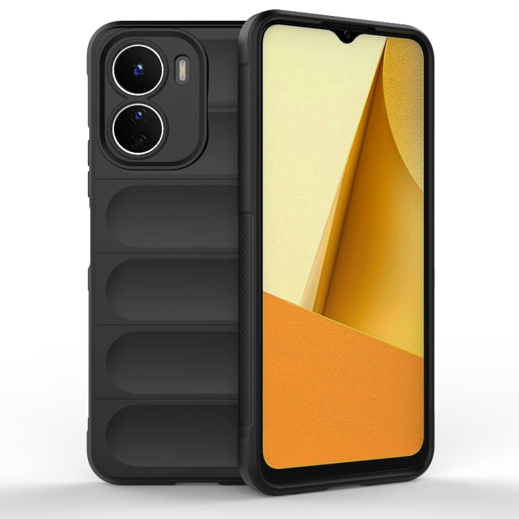 For vivo Y16 4G Global Magic Shield TPU + Flannel Phone Case(Black) - vivo Cases by buy2fix | Online Shopping UK | buy2fix