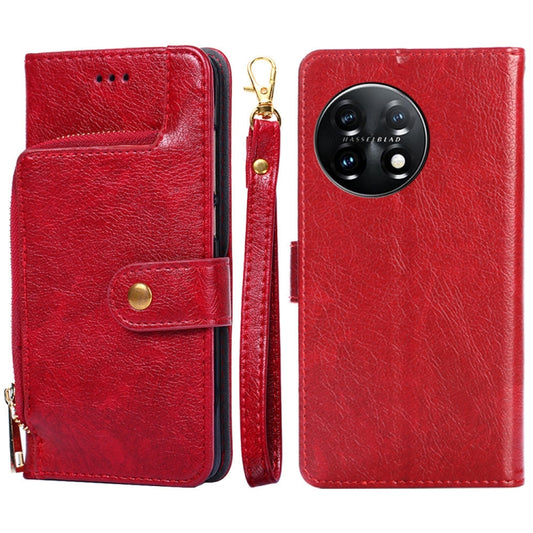 For OnePlus 11 Zipper Bag Leather Phone Case(Red) - OnePlus Cases by buy2fix | Online Shopping UK | buy2fix