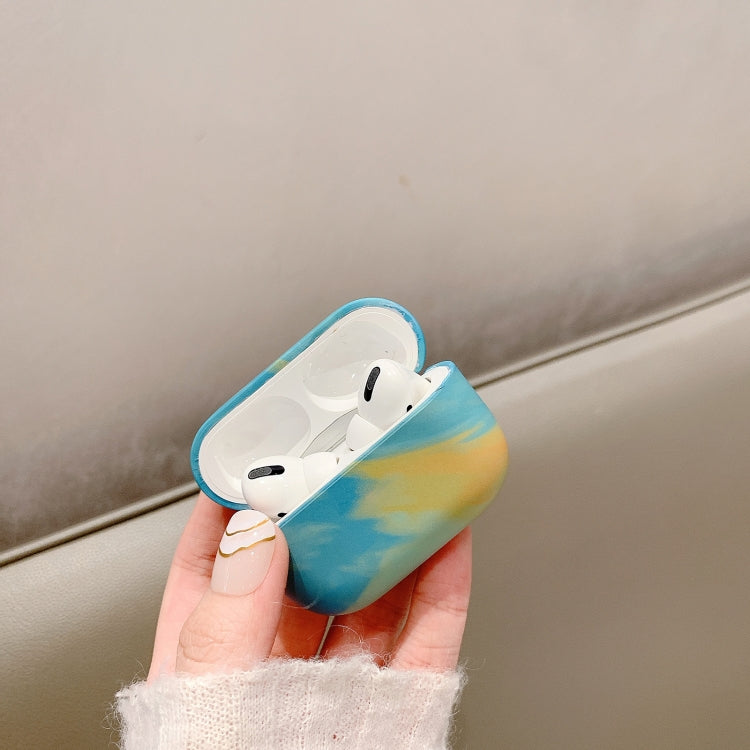 For AirPods Pro Ink Painting Water Sticker PC Earphone Case(Sea Blue) - For AirPods Pro by buy2fix | Online Shopping UK | buy2fix