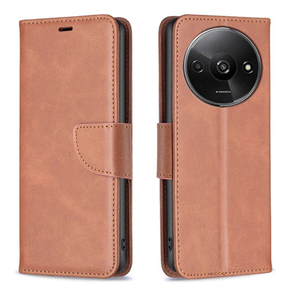 For Xiaomi Redmi A3 Lambskin Texture Pure Color Flip Leather Phone Case(Brown) - Xiaomi Cases by buy2fix | Online Shopping UK | buy2fix