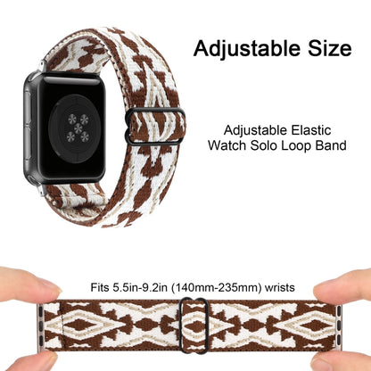 Ethnic Style Buckle Elastic Watch Band For Apple Watch Ultra 49mm&Watch Ultra 2 49mm / Series 9&8&7 45mm / SE 3&SE 2&6&SE&5&4 44mm / 3&2&1 42mm(Brown-white Triangle) - Watch Bands by buy2fix | Online Shopping UK | buy2fix