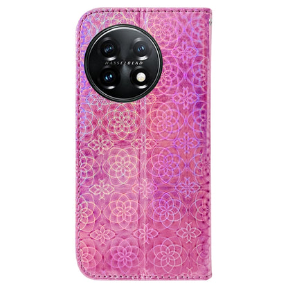 For OnePlus 11 Colorful Magnetic Buckle Leather Phone Case(Pink) - OnePlus Cases by buy2fix | Online Shopping UK | buy2fix