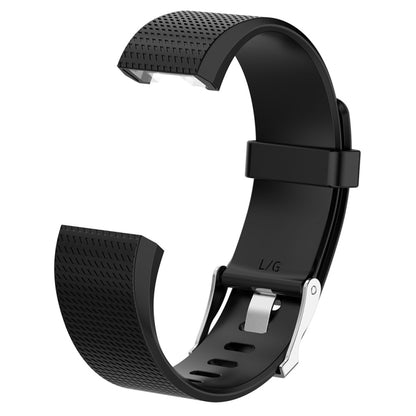For Fitbit Charge 2 Common Texture Silicone  Watch Band with Buckle, Size:L(Grey) - Watch Bands by buy2fix | Online Shopping UK | buy2fix