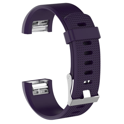 For Fitbit Charge 2 Common Texture Silicone  Watch Band with Buckle, Size:L(Dark Purple) - Watch Bands by buy2fix | Online Shopping UK | buy2fix