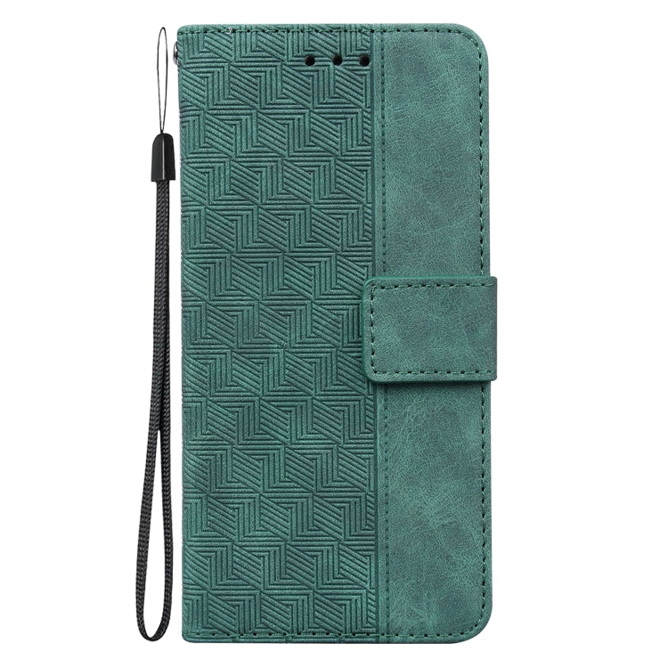 For OnePlus 11 Geometric Embossed Leather Phone Case(Green) - OnePlus Cases by buy2fix | Online Shopping UK | buy2fix