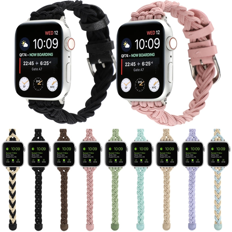 Single Elastic Nylon Braid Watch Band For Apple Watch Ultra 49mm&Watch Ultra 2 49mm / Series 9&8&7 45mm / SE 3&SE 2&6&SE&5&4 44mm / 3&2&1 42mm(Pink) - Watch Bands by buy2fix | Online Shopping UK | buy2fix