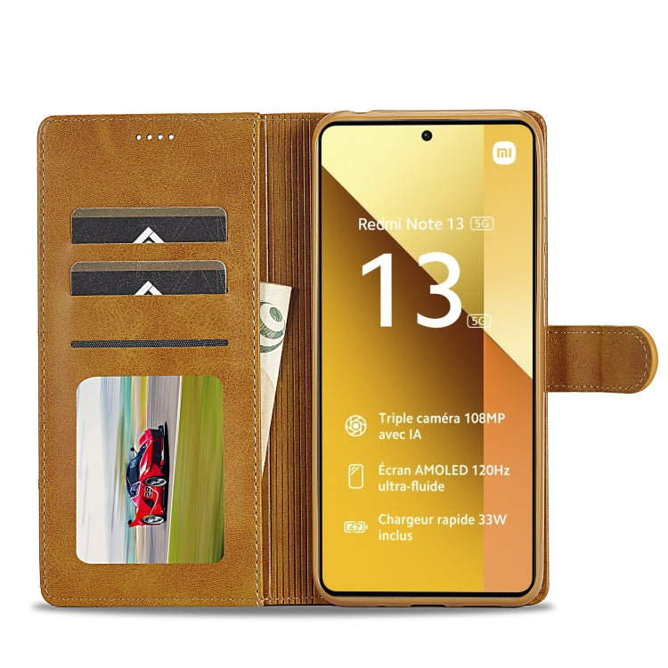 For Xiaomi Redmi Note 13 5G LC.IMEEKE Calf Texture Leather Phone Case(Brown) - Xiaomi Cases by LC.IMEEKE | Online Shopping UK | buy2fix