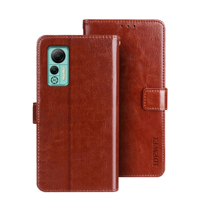 For Ulefone Note 14 idewei Crazy Horse Texture Leather Phone Case with Holder(Brown) - Ulefone Cases by idewei | Online Shopping UK | buy2fix