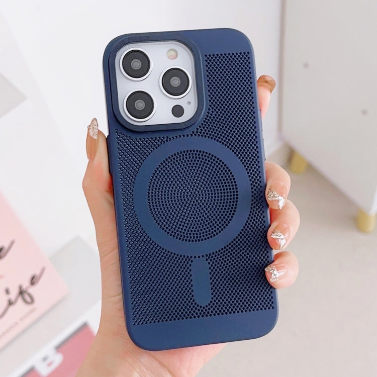 For iPhone 13 Pro Grid Cooling MagSafe Magnetic Phone Case(Navy Blue) - iPhone 13 Pro Cases by buy2fix | Online Shopping UK | buy2fix