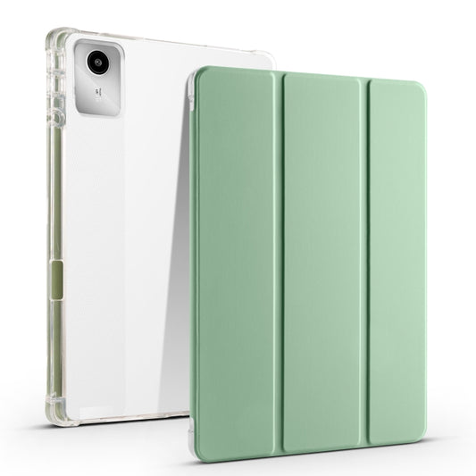 For Lenovo Tab M11 / Xiaoxin Pad 11 2024 3-fold Clear TPU Leather Tablet Case with Pen Slot(Green) - Lenovo by buy2fix | Online Shopping UK | buy2fix