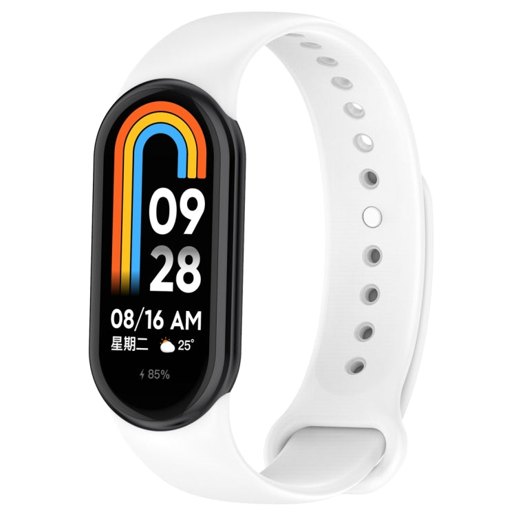 For Xiaomi Mi Band 8 Solid Color Silicone Plug Replacement Watch Band(White) - Watch Bands by buy2fix | Online Shopping UK | buy2fix