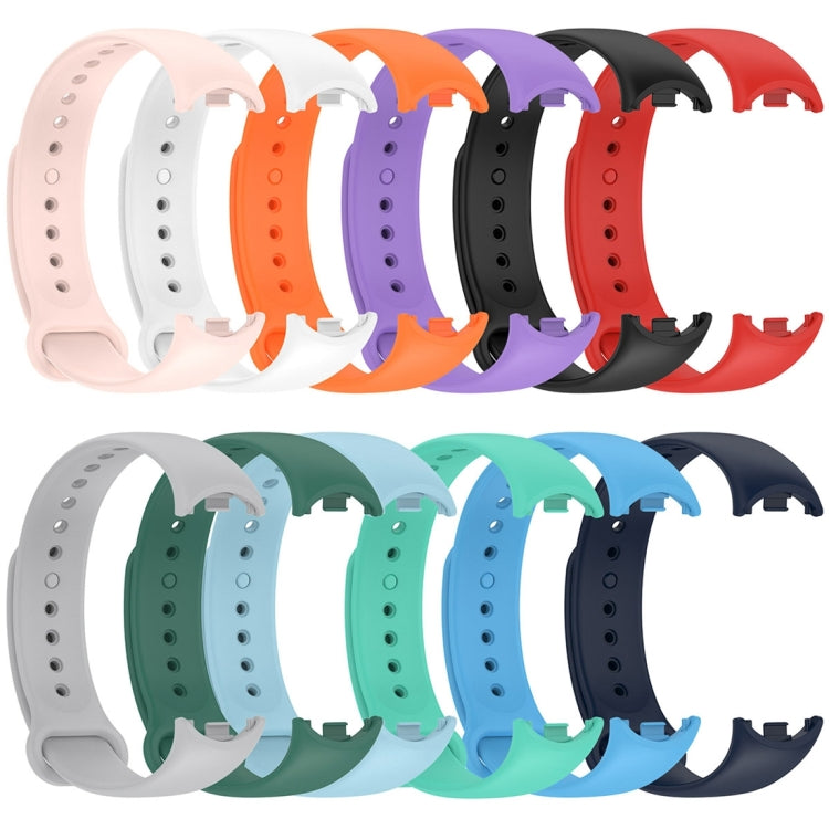 For Xiaomi Mi Band 8 Solid Color Silicone Plug Replacement Watch Band(White) - Watch Bands by buy2fix | Online Shopping UK | buy2fix