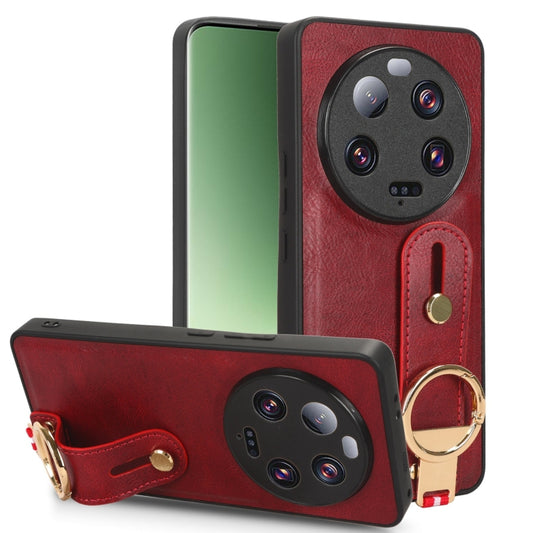 For Xiaomi 13 Ultra Wristband Leather Back Phone Case(Red) - 13 Ultra Cases by buy2fix | Online Shopping UK | buy2fix