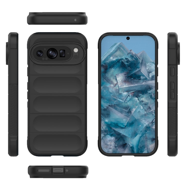 For Google Pixel 9 Pro 5G Magic Shield TPU + Flannel Phone Case(Black) - Google Cases by buy2fix | Online Shopping UK | buy2fix