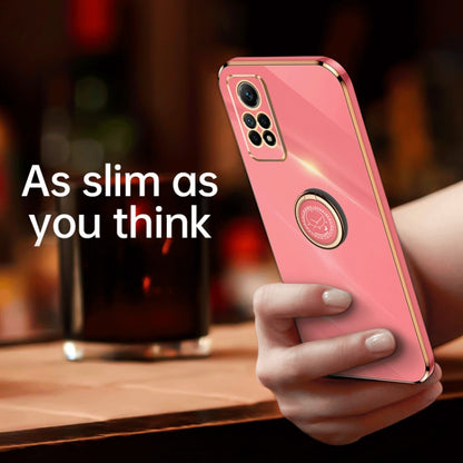 For Xiaomi Redmi Note 12 Pro 4G XINLI Straight Edge 6D Electroplate TPU Phone Case with Ring Holder(Pink) - Xiaomi Cases by XINLI | Online Shopping UK | buy2fix