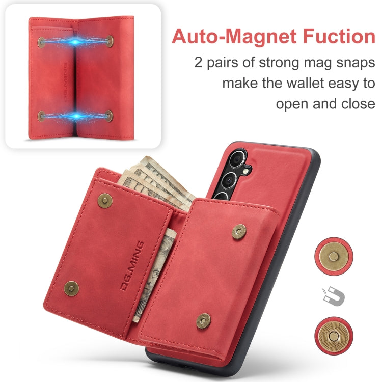 For Samsung Galaxy A35 5G DG.MING M1 Series 3-Fold Multi Card Wallet + Magnetic Phone Case(Red) - Galaxy Phone Cases by DG.MING | Online Shopping UK | buy2fix