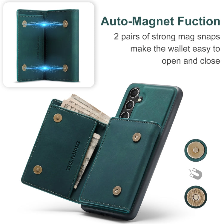 For Samsung Galaxy A55 5G DG.MING M1 Series 3-Fold Multi Card Wallet + Magnetic Phone Case(Green) - Galaxy Phone Cases by DG.MING | Online Shopping UK | buy2fix