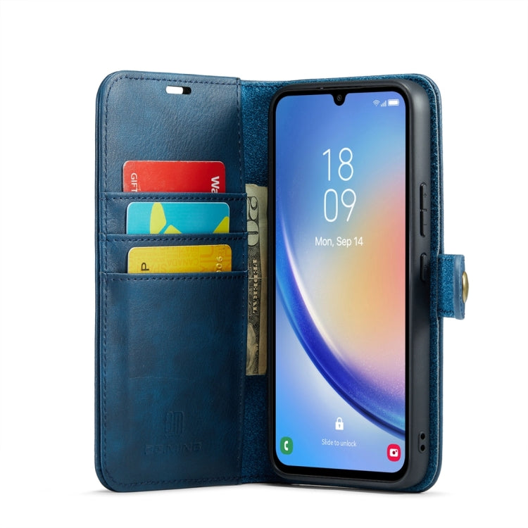 For Samsung Galaxy A34 5G DG.MING Crazy Horse Texture Detachable Magnetic Leather Case(Blue) - Galaxy Phone Cases by DG.MING | Online Shopping UK | buy2fix